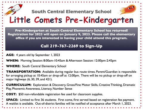 Little Comets Pre-Kindergarten Flyer