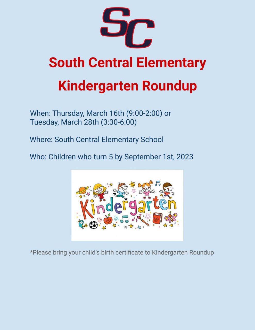 2023-2024 Kindergarten Roundup